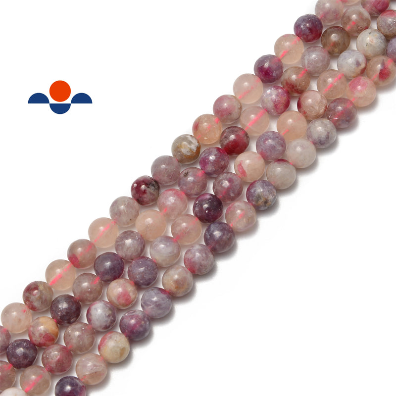 sakura tourmaline smooth round beads