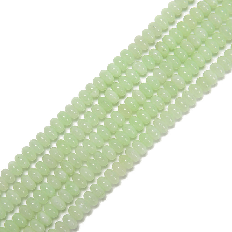 Light Lemon Color Dyed Jade Smooth Rondelle Beads Size 5x8mm 15.5'' Strand