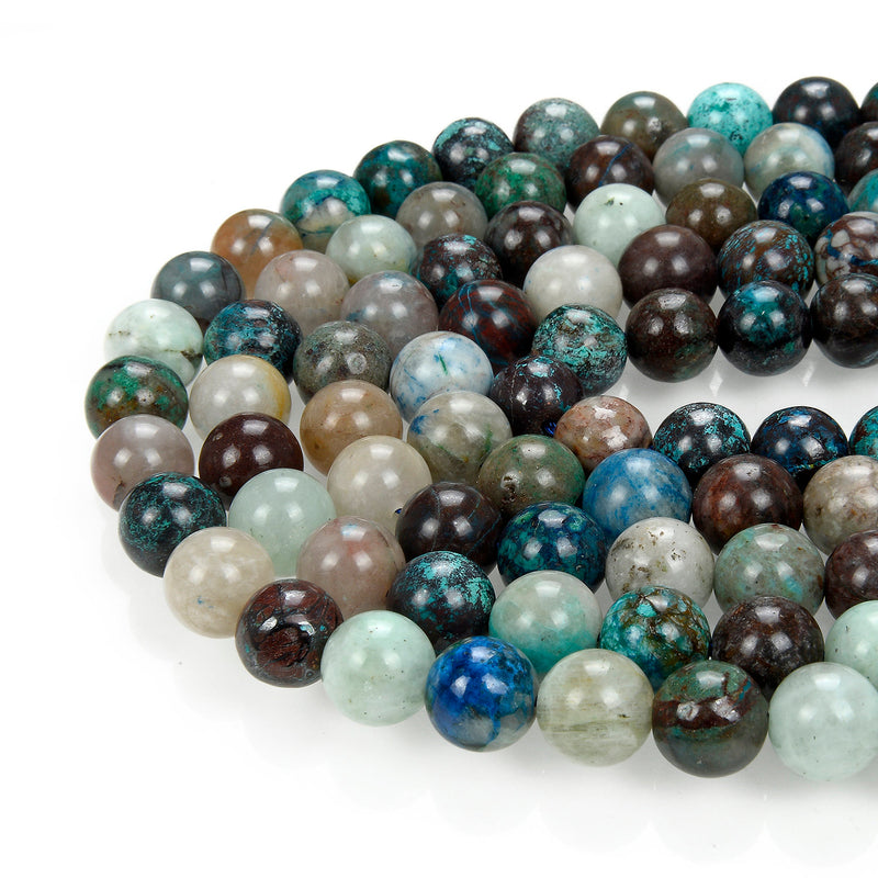 natural azurite fynchenite smooth round beads