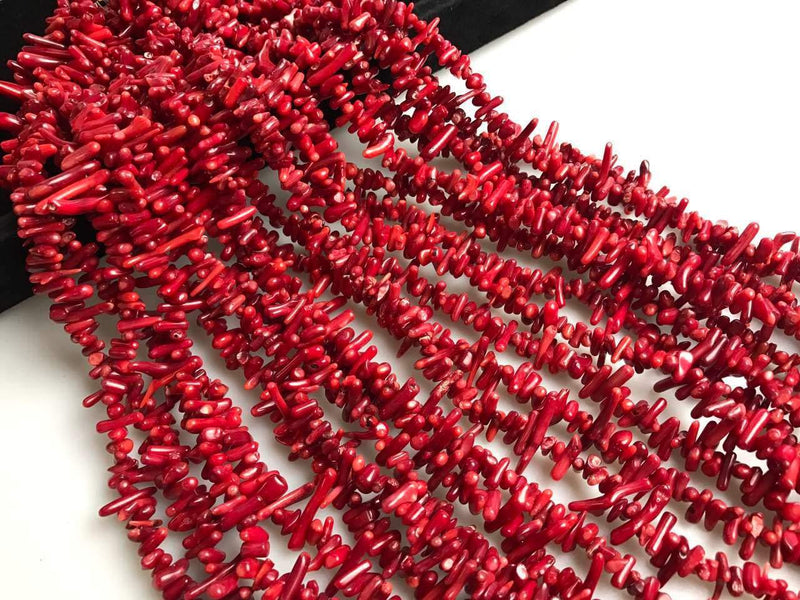 red coral irregular branch Sticks Points beads