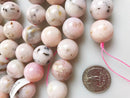 natural pink opal smooth round beads