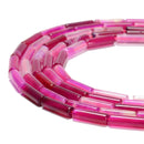 Fuchsia Color Stripe Agate Cylinder Tube Beads Size 4x13mm 15.5'' Strand