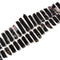 Black Agate Graduated Slab Slice Stick Points Beads 10x25mm-12x45mm 15.5'' Strand