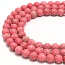 Natural Australian Rhodonite Smooth Round Beads Size 6mm 8mm 10mm 15.5''Strand