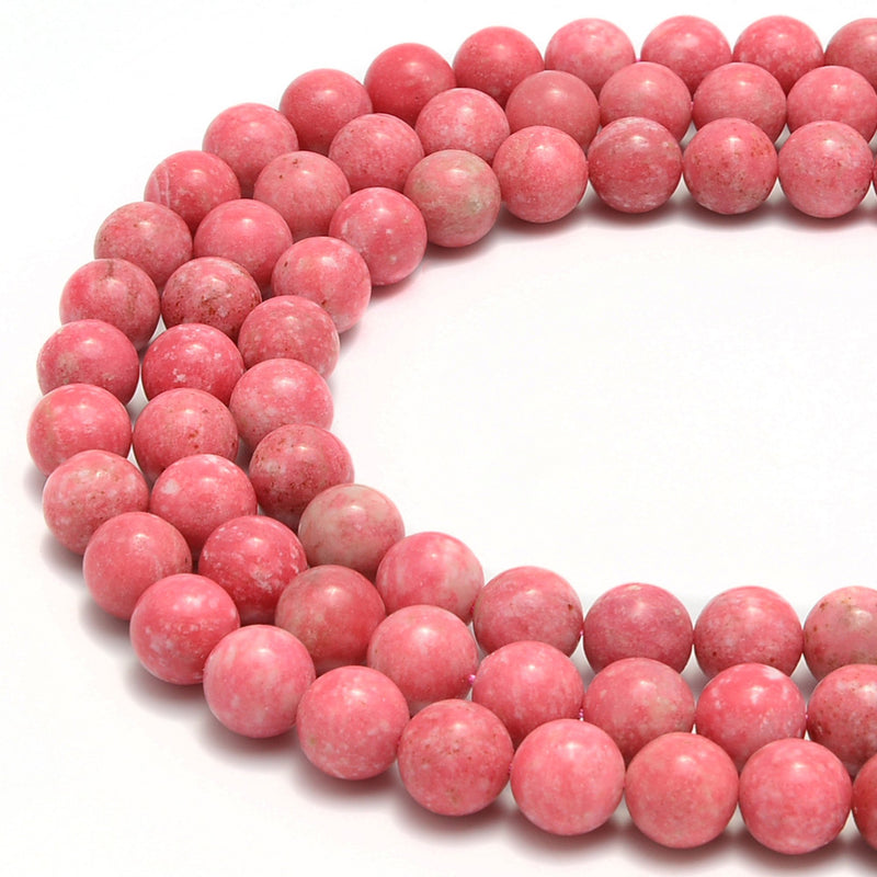 Natural Australian Rhodonite Smooth Round Beads Size 6mm 8mm 10mm 15.5''Strand