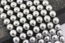 Silver Shell Pearl Smooth Round Beads 4mm 6mm 8mm 10mm 15.5" Strand