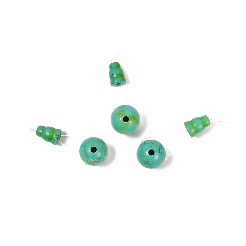 Dark Green Turquoise Guru Beads Three Holes T-Beads Size 8mm10mm Sold by One Set