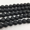 large hole black onyx matte faceted round beads