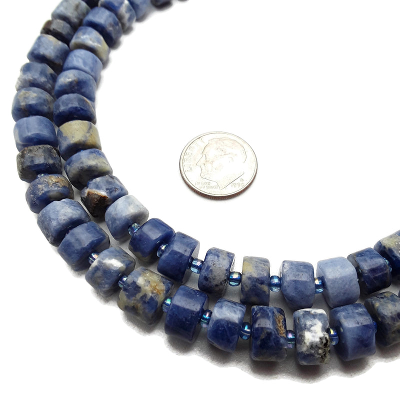 Natural Sodalite Smooth Rondelle Wheel Discs Beads 6x9mm 15.5" Strand