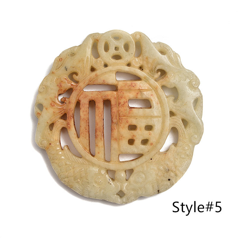 Multi-Brown Jade Hand Carved Pendant Size 60-65mm Eight Styles Sold by Piece
