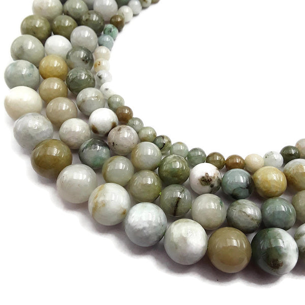 natural multi color jade smooth round beads