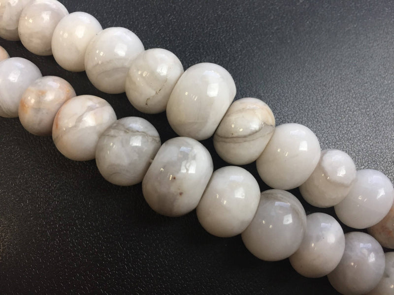 natural white agate graduated smooth rondelle beads