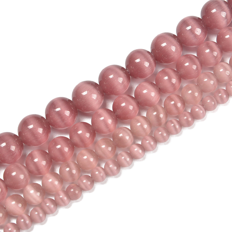 Light Purple Color Cat's Eye Smooth Round Beads Size 4mm - 12mm 15.5 '' Strand
