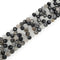 black tourmalinated quartz faceted round beads 
