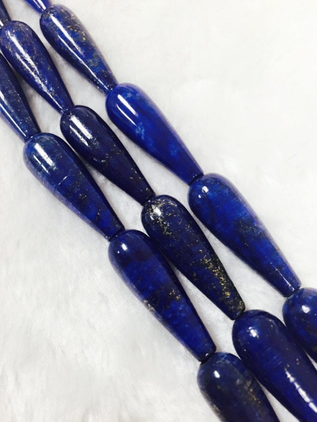 natural lapis lazuli smooth teardrop beads