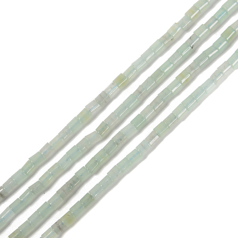 Light Aqua Color Dyed Jade Cylinder Tube Beads Size 4x5mm 15.5" Strand