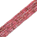 Natural Thulite Faceted Cube Beads Size 4mm 15.5'' Strand