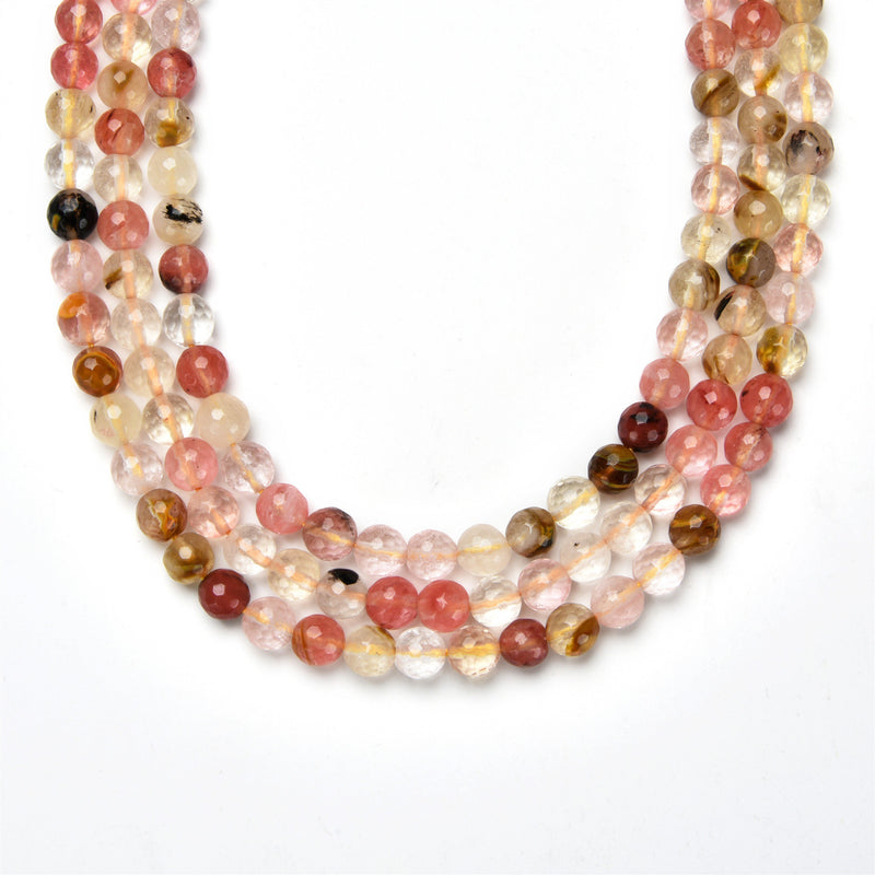 cherry quartz faceted round beads