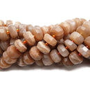 Peach Moonstone Irregular Faceted Rondelle Wheel Beads Approx 8x16mm 15.5"Strand