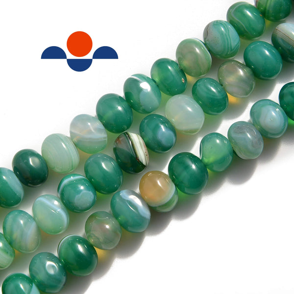 green Striped agate irregular pebble nugget beads 