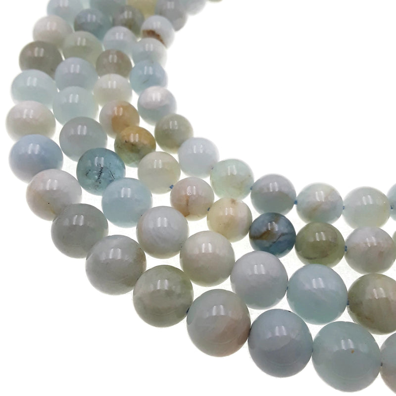 multi blue aquamarine smooth round beads