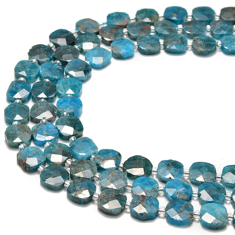 natural apatite faceted flat square beads