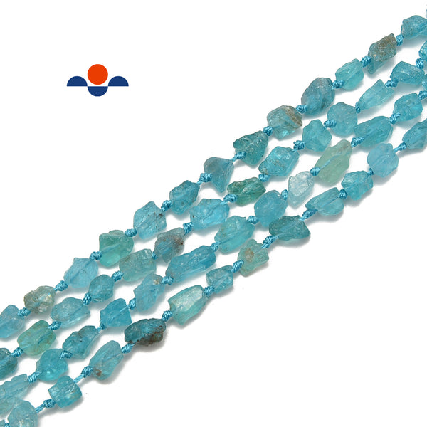 Natural Blue Apatite Rough Nugget Beads Size 6x8mm-8x10mm 15.5'' Strand