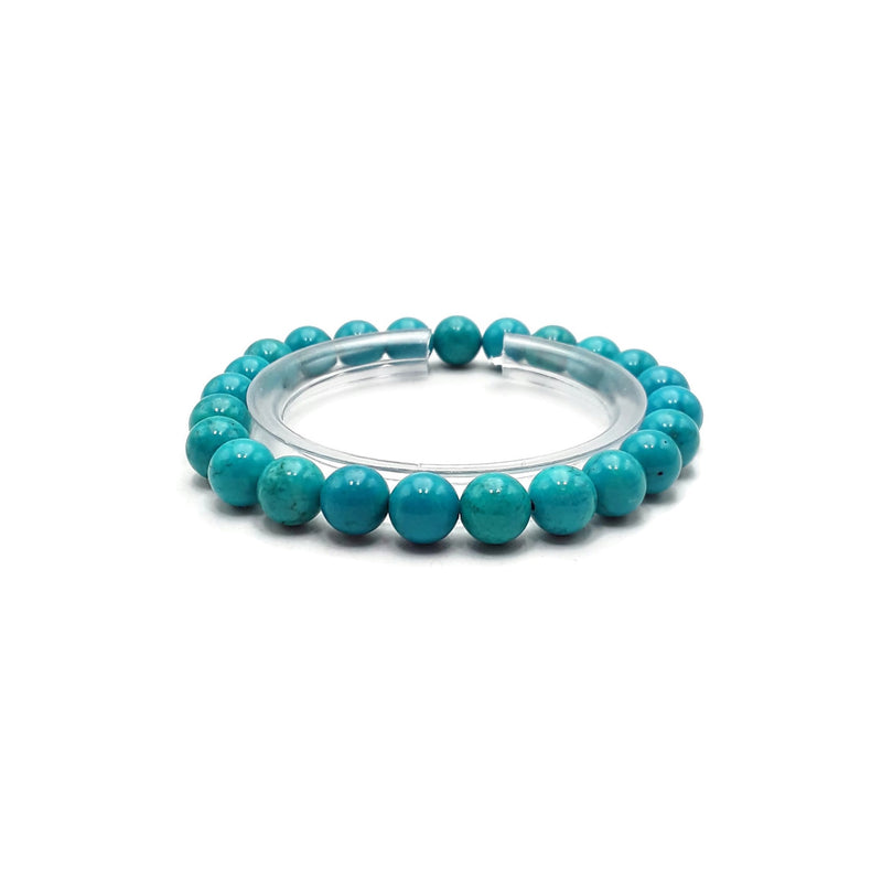 Blue Green Turquoise Bracelet Smooth Round Size 8mm 10mm 7.5" Length
