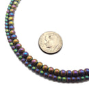 Rainbow Plated Hematite Matte Round Beads Size 3mm 4mm 15.5" Strand