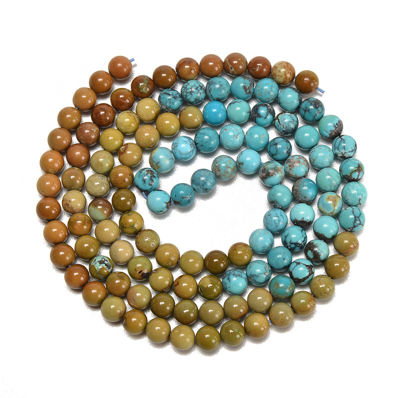 Gradient Multi Color Genuine Turquoise Smooth Round Size 3.3mm-5.5mm 25'' Strand