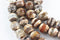 brown white Striped tibetan agate faceted round beads