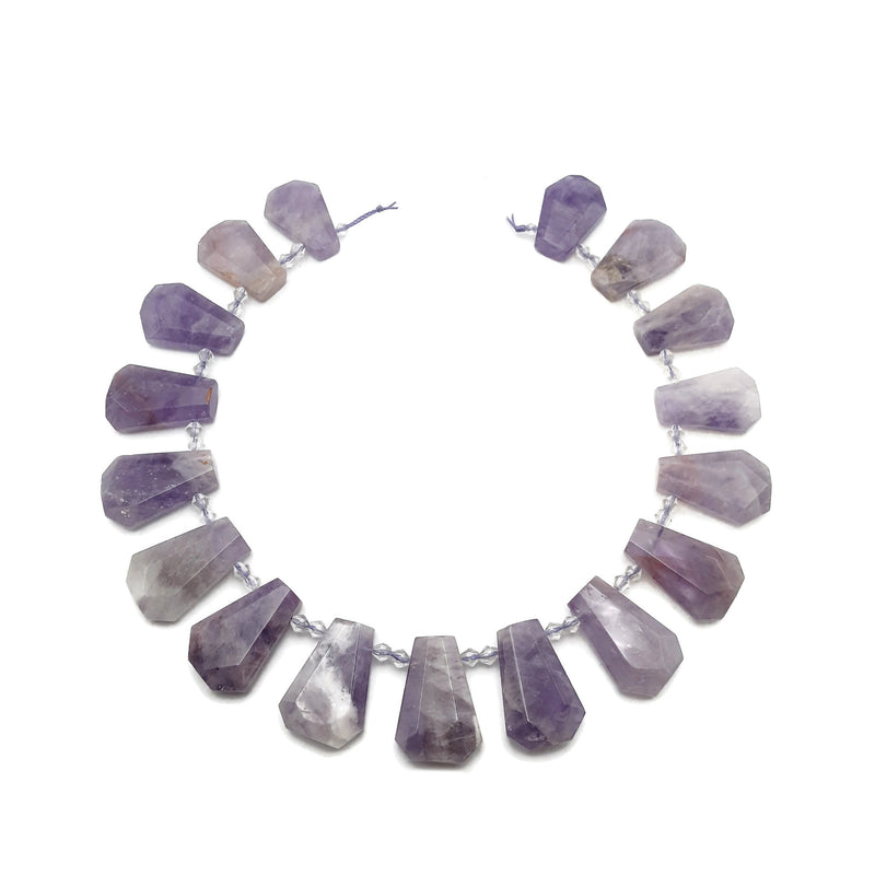 Cape Amethyst Graduated Faceted Trapezoid Beads 15x20-18x27mm 15.5" Strand