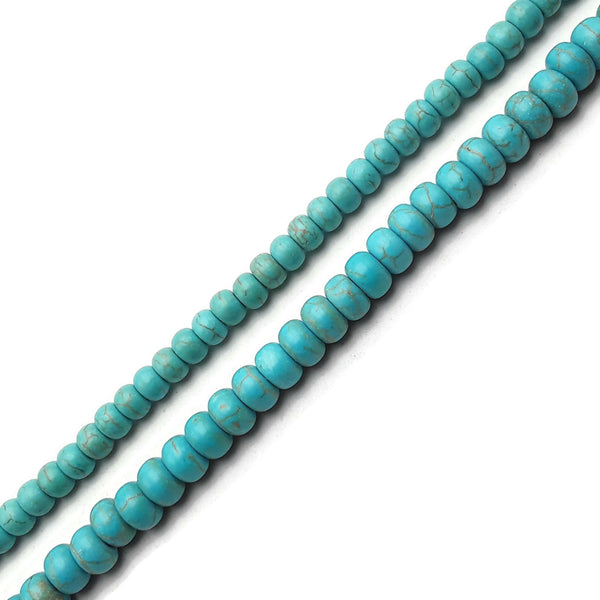 Blue Howlite Turquoise Smooth Rondelle Beads 4x6mm 5x8mm 15.5" Strand