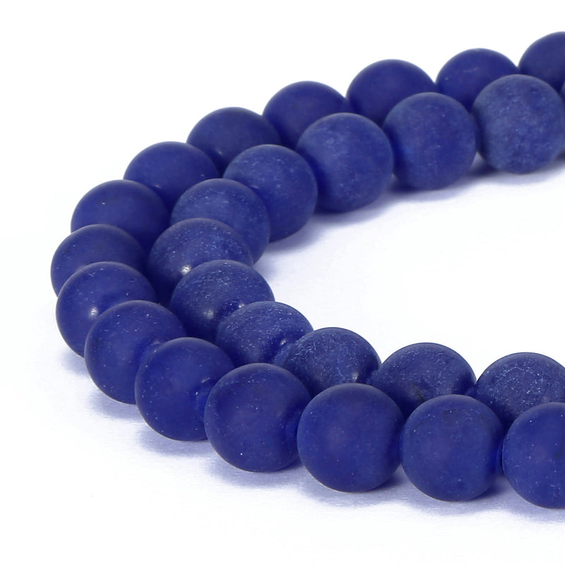 blue dyed jade matte round beads