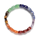 Rainbow Chakra Gemstone Oval Double Drill Bracelet Size 10x14mm 15.5''Strand