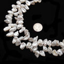 Ivory White Fresh Water Pearl Keshi Biwa Pebble Nugget Beads 12-15mm 14" Strand