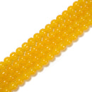 Yellow Crystal Glass Smooth Round Beads Size 6mm 8mm 10mm 15.5" Strand