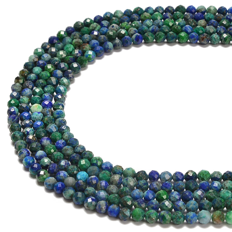 Chrysocolla Faceted Round Beads Size 4mm 15.5'' Strand