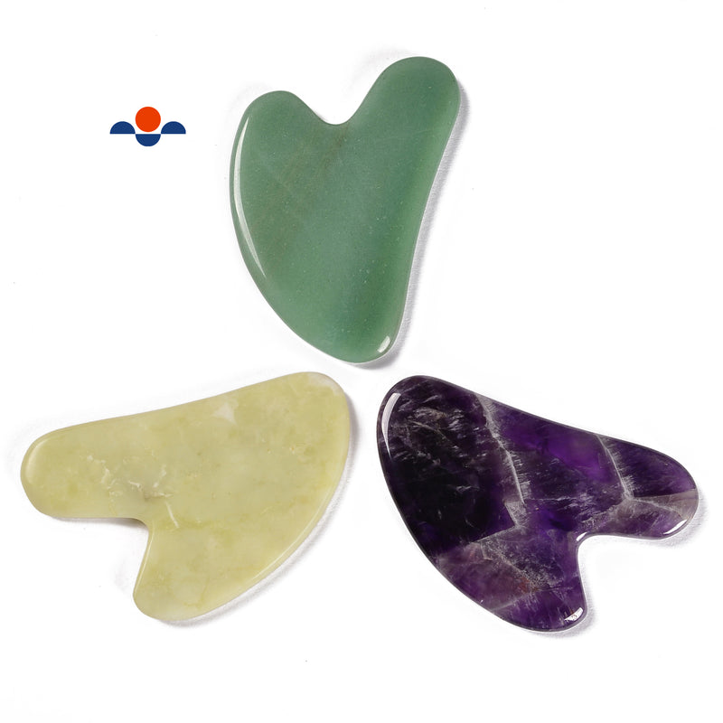 Amethyst / Green Jade / Green Aventurine Gua Sha Massage Stone Tool Size60x80mm