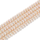 White Fresh Water Pearl Rondelle Beads Size 3x5mm 4x6mm 5x7mm 15.5'' Strand