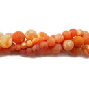 Orange Fire Agate Cracked Matte Round Beads 4mm 6mm 8mm 10mm 12mm 15.5" Strand