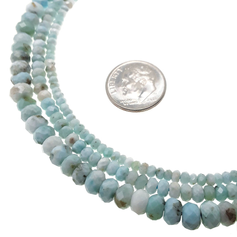 natural blue larimar faceted rondelle beads