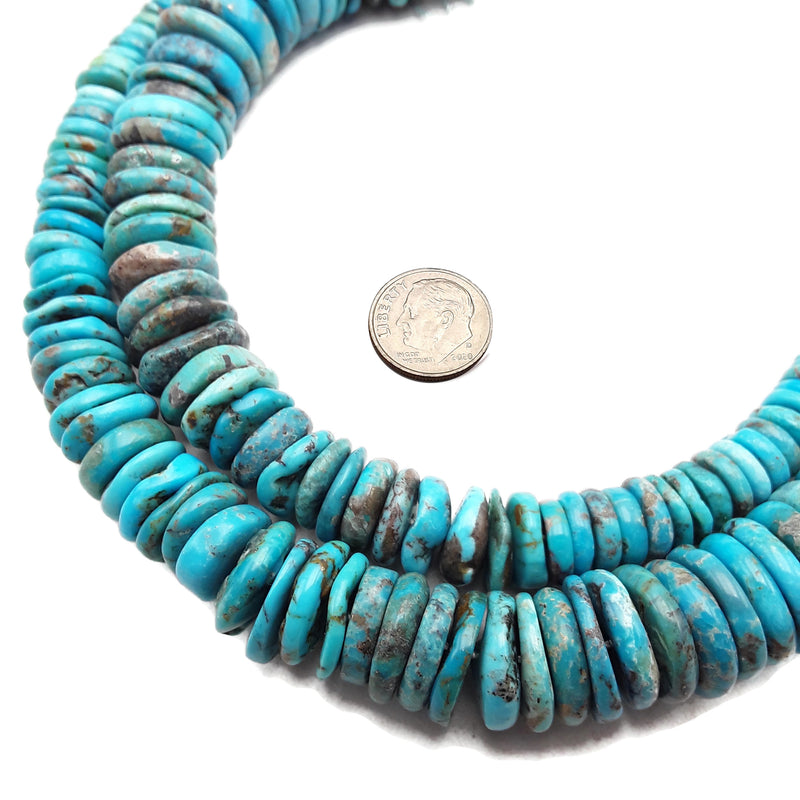 Genuine Blue Turquoise Graduated Rondelle Discs Beads 5-16mm 15.5" Strand