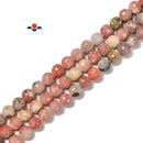 Plum Blossom Jasper Hard Cut Faceted Round Beads Size 6mm 8mm 10mm 15.5'' Strand