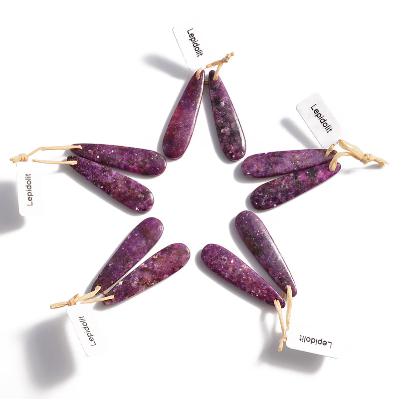 purple lepidolite pendant earrings teardrop shape