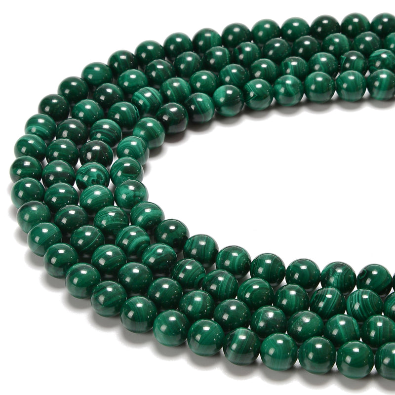Natural Malachite Smooth Round Beads Size 7.5-8mm 15.5'' Strand