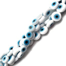 White Evil Eye Glass Coin Discs Beads Size 6mm 8mm 10mm 15.5" Strand