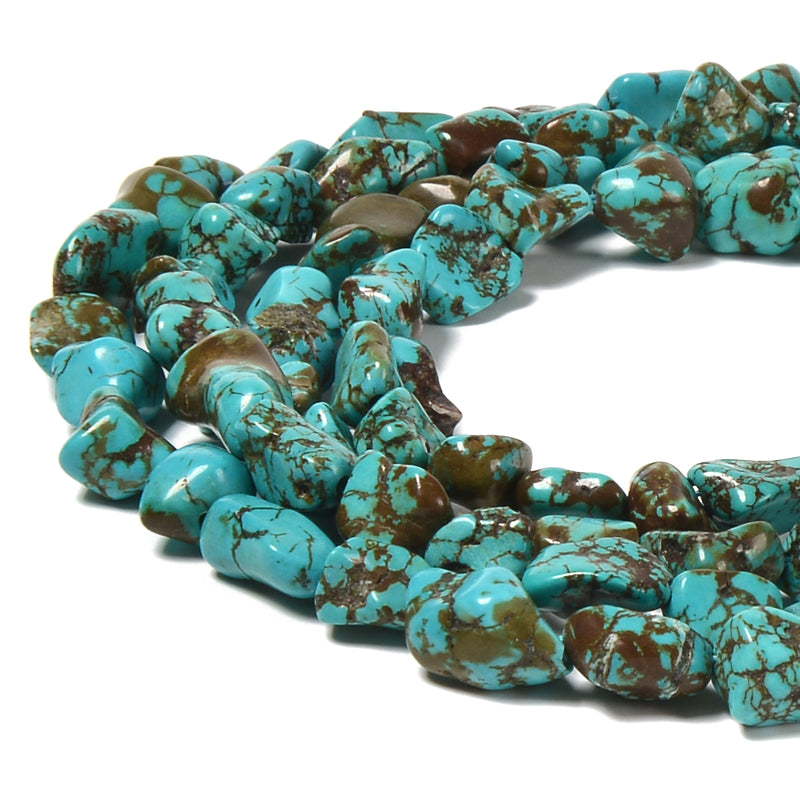 Blue Turquoise Side Drill Nugget Beads Size 8-10mm x 10-15mm 15.5'' Strand