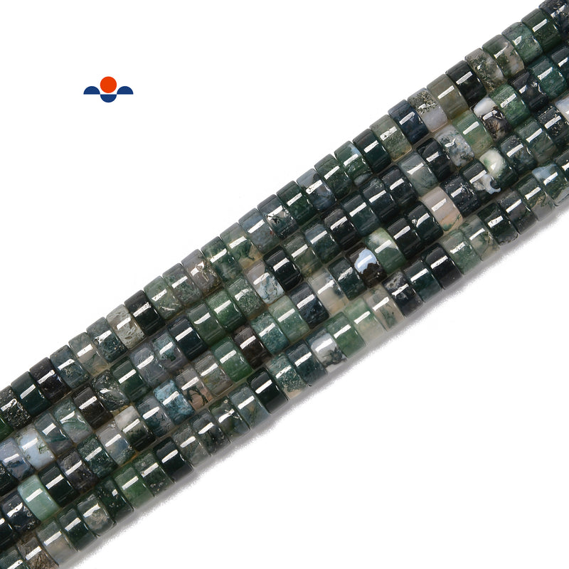 Natural Moss Agate Heishi Disc Beads Size 3x6mm 15.5'' Strand