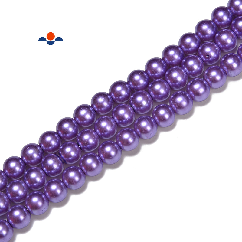 Purple Glass Pearl Smooth Round Beads 3mm 4mm 6mm 8mm 10mm 12mm 15.5" Strand